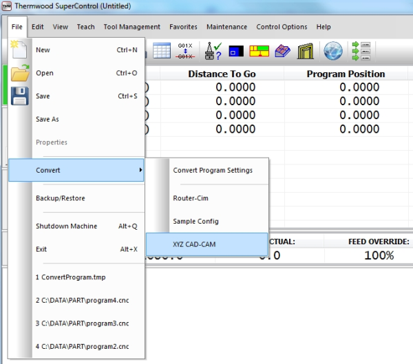 Convert Router-CIM Programs to M & G code