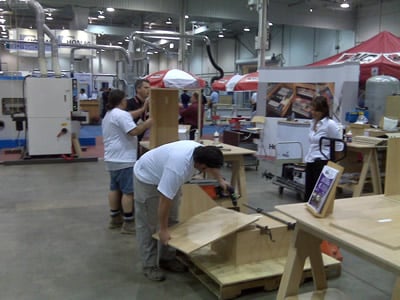 Assembling cabinets cut on the CabinetShop 43 at the WMS Expo in Toronto, Canada
