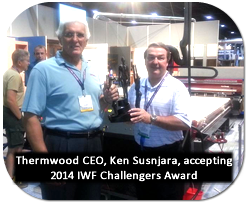 Thermwood CEO, Ken Susnjara, accepting 2014 IWF Challengers Award for Cut Center