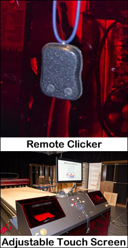 Operate the Cut Center through a large touch screen and remote clicker.