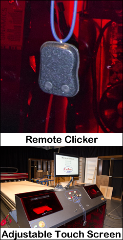 Operate the Cut Center through a large touch screen and remote clicker.