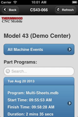 Thermwood CNC Mobile App - Machine Display