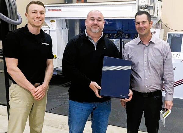 Brendan Haas (Account Manager for Thermwood), Kevin Varwig (Process & Production Equipment) and Mike Iubelt (VP of Sales for Thermwood).