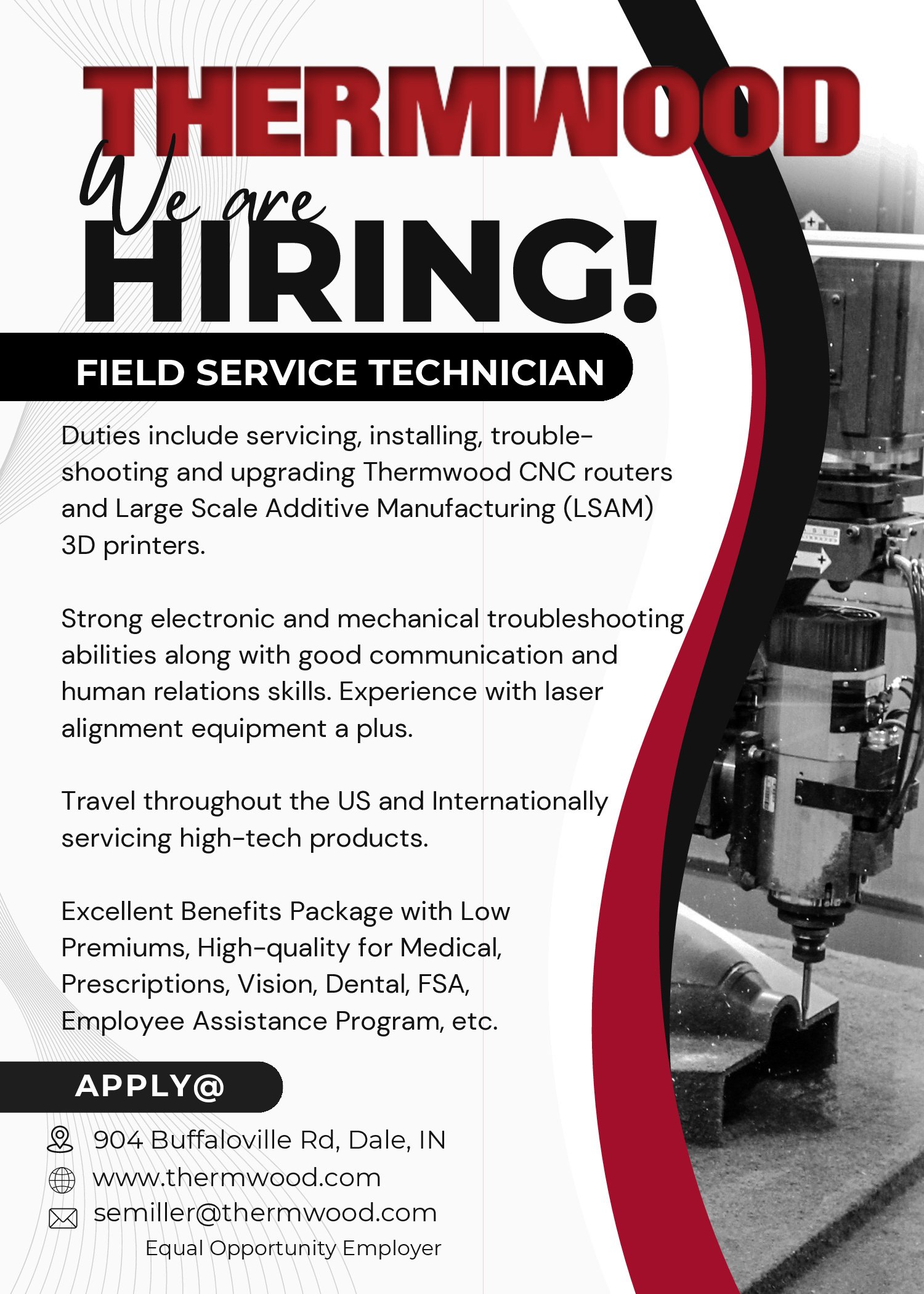 We're Hiring – Field Service Technician