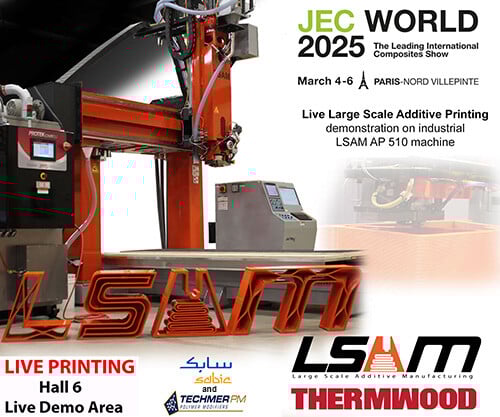 Thermwood LSAM Additive Printer 510 LIVE Printing at JEC World 2025