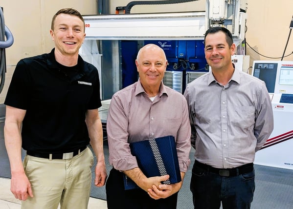 Brendan Haas (Account Manager for Thermwood), Glenn Suss (Tech Conn) and Mike Iubelt (VP of Sales for Thermwood).