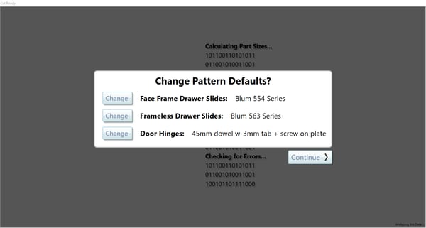 Customize the pattern defaults on your slides and hinges...