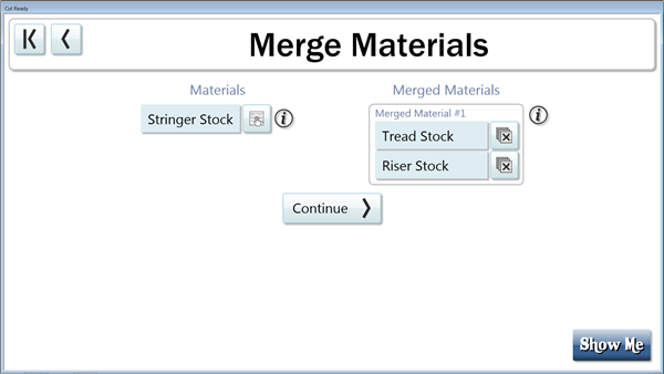 You may now merge materials to nest treads, risers or stringers out of the same material.