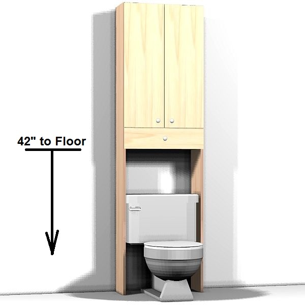 Tall cabinet with opening for toilet, double doors and 1 drawer