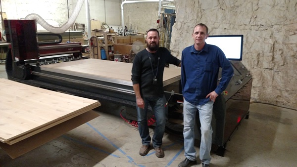 Donovan Mumma of Byrne Custom Woodworking‬ in Lenexa, KS with Jody Wilmes of Thermwood and their new ‪‎Thermwood‬ ‎CutReady‬ ‎Cut Center‬ at their shop.