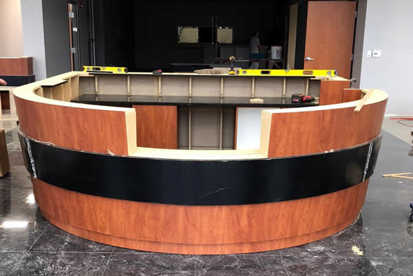 Reception Desk created using the Custom Cuts tools on the Thermwood Cut Center