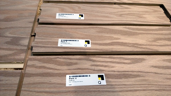 A nest of parts with Thermwood's color coded labels. A nest of parts with Thermwood's color coded labels.