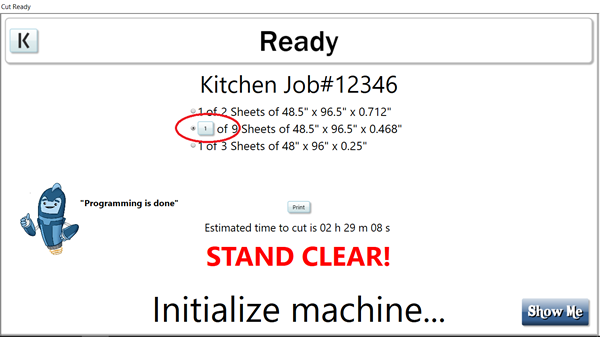 Cut Ready Job Started Screenshot