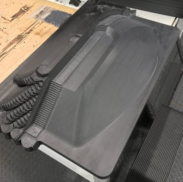 LSAM ABS Demonstration Part Showing as printed (rough cut and finished surfaces) LSAM ABS Demonstration Part Showing as printed (rough cut and finished surfaces)