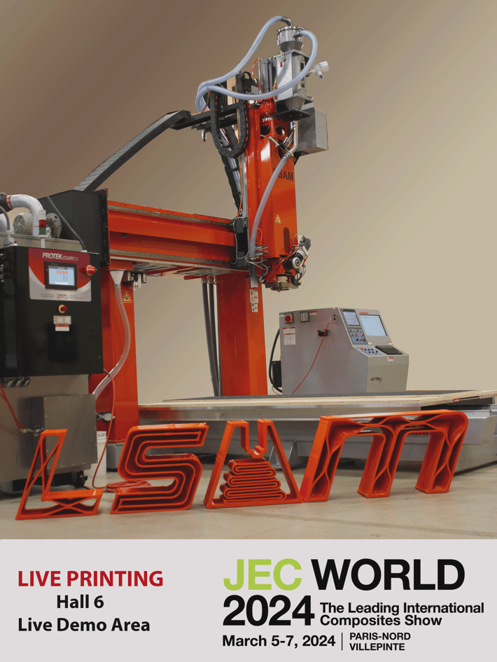 Thermwood LSAM Additive Printer 510 LIVE Printing at JEC World 2024