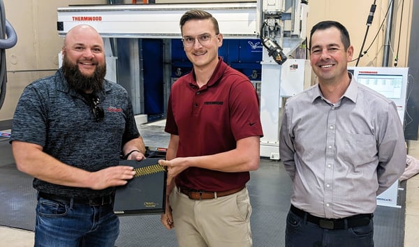 Jay Talbot (CNC Automation), Andrew Fischer (International Account Manager for Thermwood) and Mike Iubelt (VP of Sales for Thermwood).
