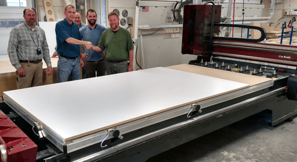 Jody Wilmes and the guys at Original Woodworking with their new Thermwood Cut Center Jody Wilmes and the guys at Original Woodworking with their new Thermwood Cut Center