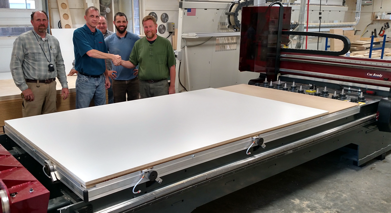 Aaron Barlow and the guys of Original Woodworking with their new Thermwood Cut Center