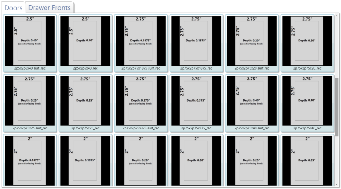 Over 600 new door and drawer front definitions have been added.