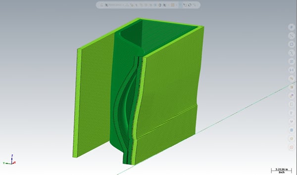 Internal support structure shown on LSAM Print 3D software.